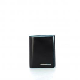 Pocket wallet w. ID window Blue Square-NERO-UN
